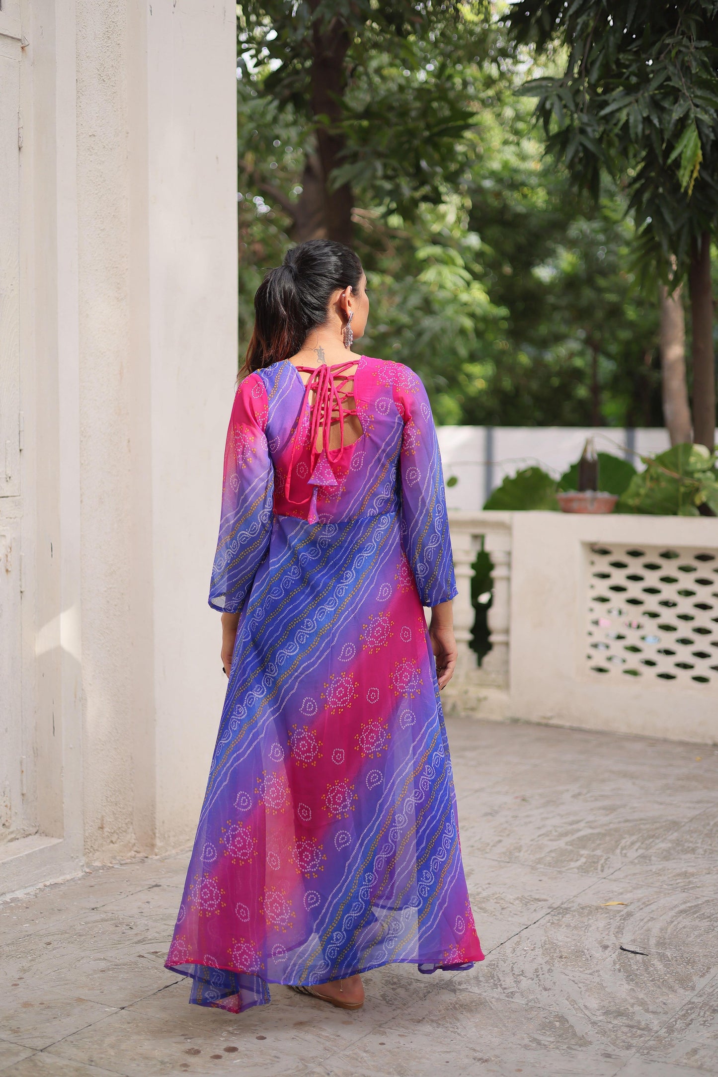 Pink and Blue Faux Georgette Kurti