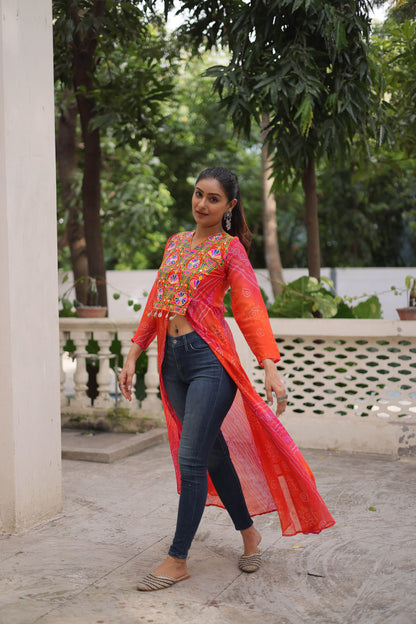 Red Faux Georgette Kurti